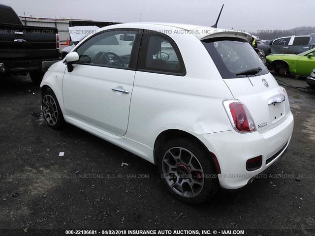 3C3CFFBR4CT126285 - 2012 FIAT 500 SPORT WHITE photo 3