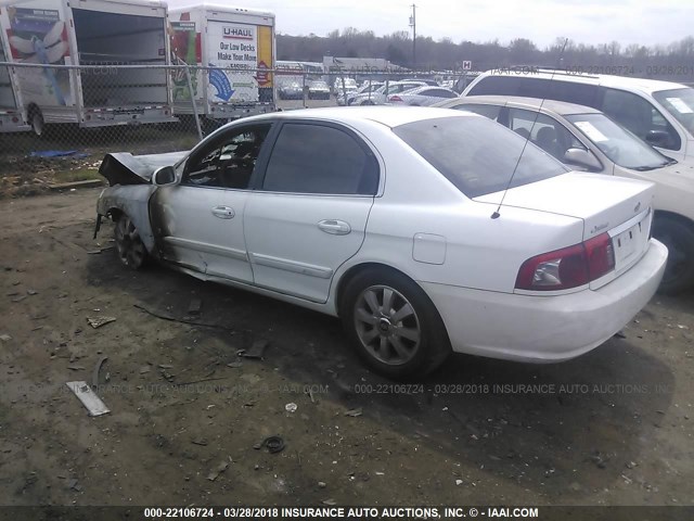 KNAGD128745276354 - 2004 KIA OPTIMA LX/EX WHITE photo 3