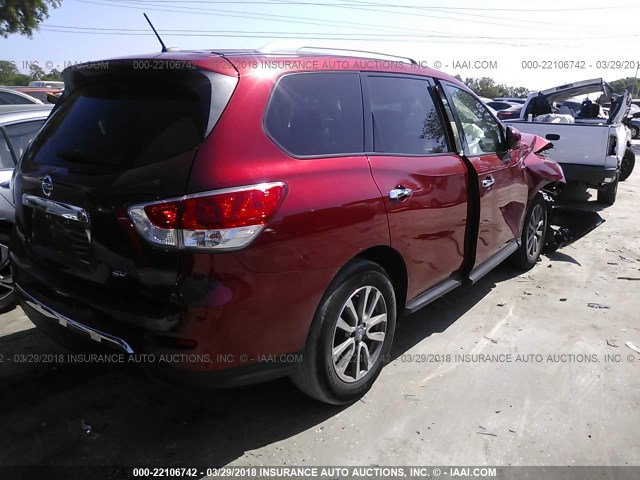 5N1AR2MN3GC616713 - 2016 NISSAN PATHFINDER S/SV/SL/PLATINUM RED photo 4