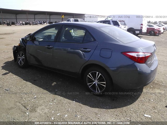 5YFBURHE9GP539041 - 2016 TOYOTA COROLLA L/LE/LE PLS/PRM/S/S PLS GRAY photo 3