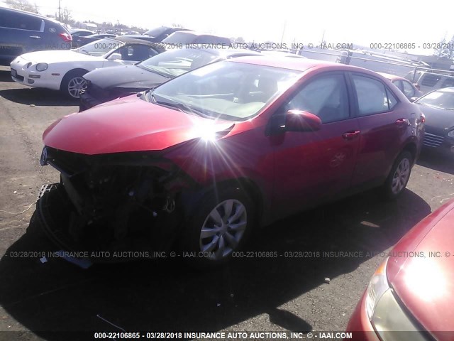 5YFBURHE6FP230223 - 2015 TOYOTA COROLLA L/LE/LE PLS/PRM/S/S PLS RED photo 2