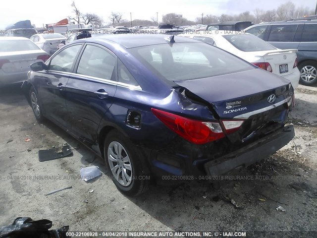 5NPEB4AC2BH152156 - 2011 HYUNDAI SONATA GLS BLUE photo 3