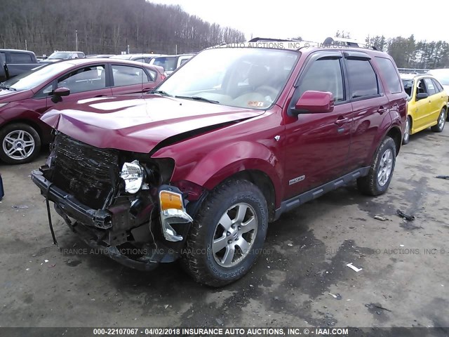 1FMCU94198KA62906 - 2008 FORD ESCAPE LIMITED RED photo 2