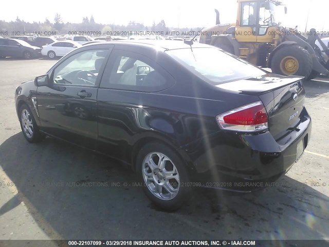 1FAHP33N78W165677 - 2008 FORD FOCUS SE/SEL/SES BLACK photo 3