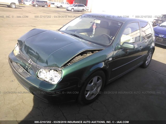 9BWBS21J914028224 - 2001 VOLKSWAGEN GOLF GL GREEN photo 2