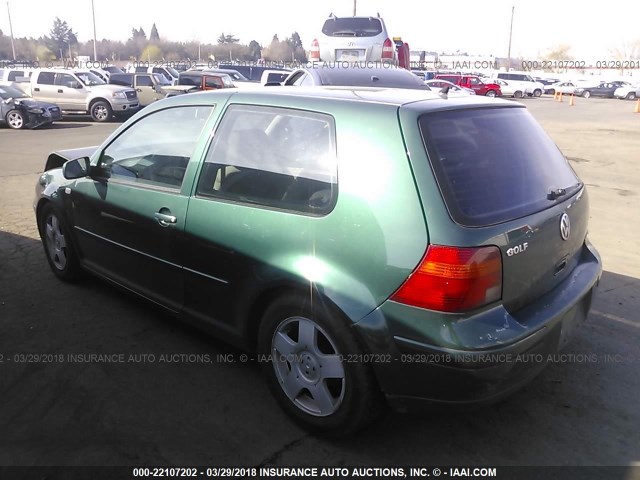 9BWBS21J914028224 - 2001 VOLKSWAGEN GOLF GL GREEN photo 3