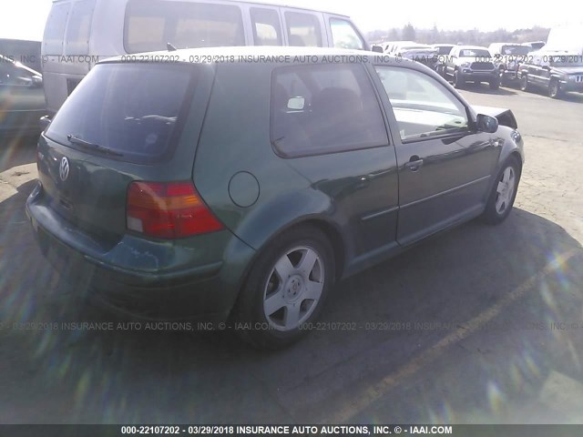 9BWBS21J914028224 - 2001 VOLKSWAGEN GOLF GL GREEN photo 4