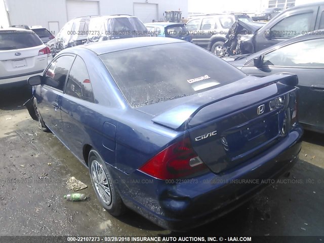 1HGEM22971L099435 - 2001 HONDA CIVIC SI/EX BLUE photo 3