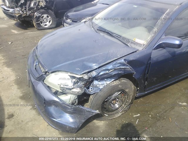 1HGEM22971L099435 - 2001 HONDA CIVIC SI/EX BLUE photo 6