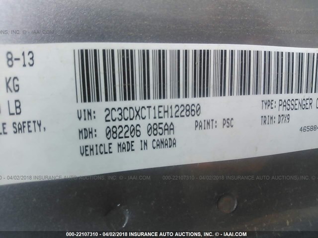 2C3CDXCT1EH122860 - 2014 DODGE CHARGER R/T SILVER photo 9