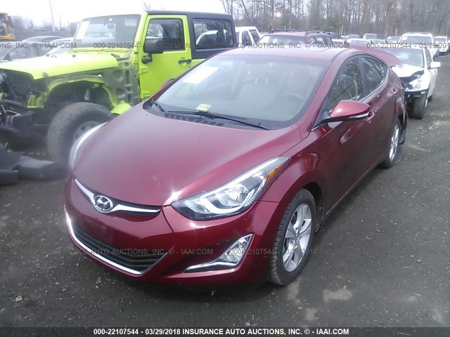 5NPDH4AE1GH681620 - 2016 HYUNDAI ELANTRA SE/SPORT/LIMITED RED photo 2