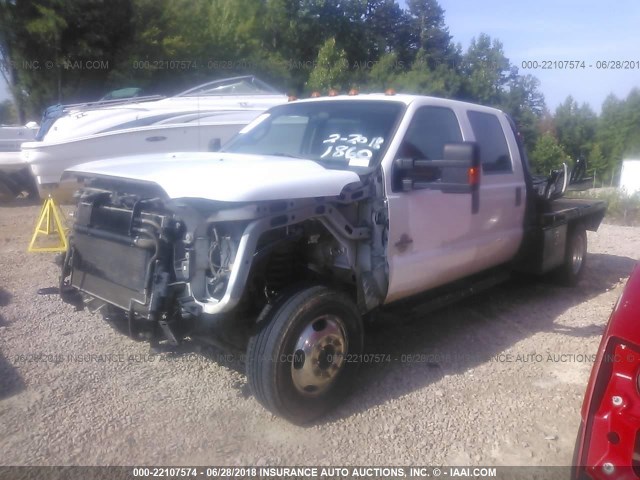 1FD8W3HT8EEA71860 - 2014 FORD F350 4X4 CREWCAB SUPER DUTY WHITE photo 2