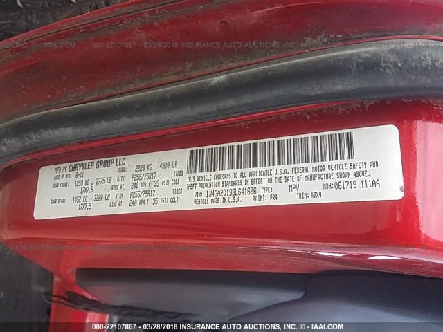 1J4GA2D19BL641606 - 2011 JEEP WRANGLER SPORT أحمر صورة 9