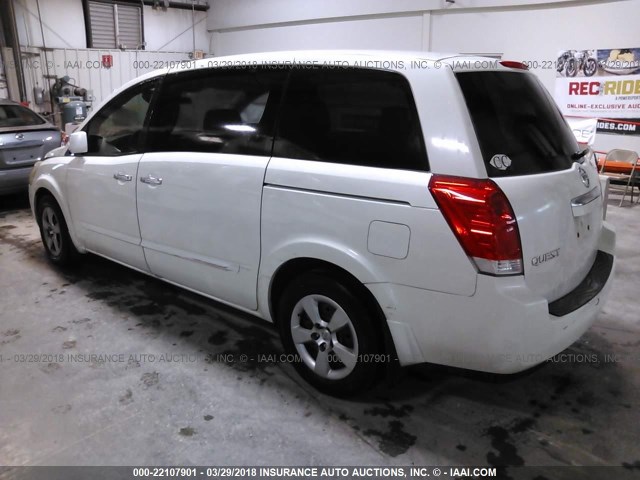 5N1BV28U97N106338 - 2007 NISSAN QUEST S/SE/SL WHITE photo 3