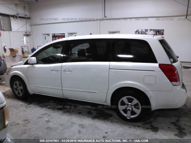 5N1BV28U97N106338 - 2007 NISSAN QUEST S/SE/SL WHITE photo 6