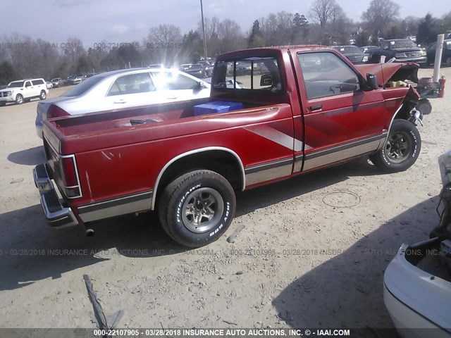 1GCCS14Z0L2109279 - 1990 CHEVROLET S TRUCK S10 RED photo 4