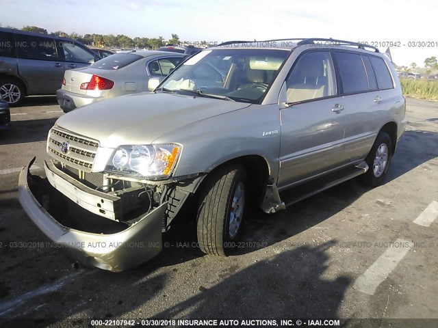 JTEGF21A620069662 - 2002 TOYOTA HIGHLANDER LIMITED GOLD photo 2