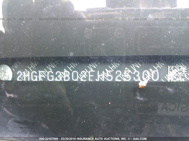 2HGFG3B02FH525300 - 2015 HONDA CIVIC EXL 灰色 照片 9