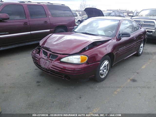 1G2NE12T01M582104 - 2001 PONTIAC GRAND AM SE MAROON photo 2