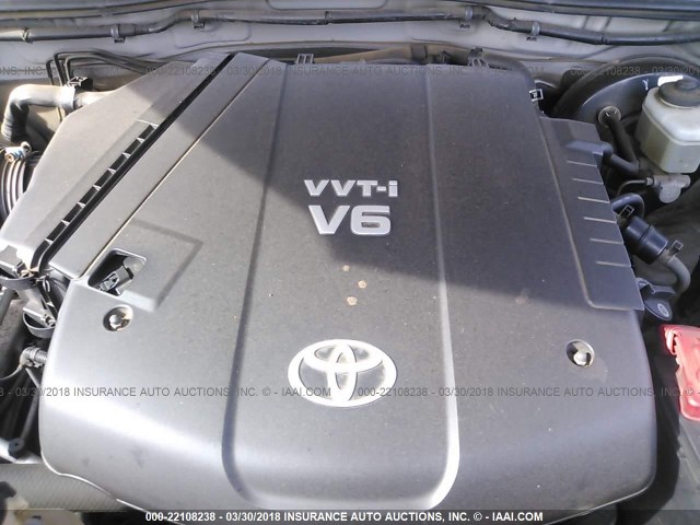 5TEJU62N88Z486167 - 2008 TOYOTA TACOMA DOUBLE CAB PRERUNNER SILVER photo 10