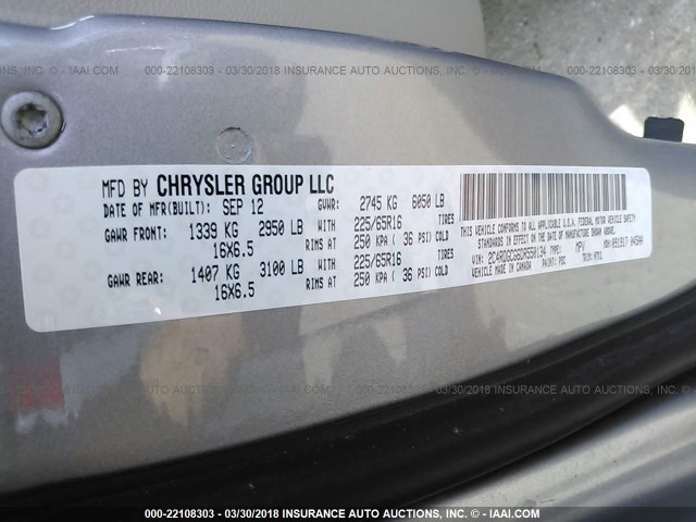 2C4RDGCG6DR550134 - 2013 DODGE GRAND CARAVAN SXT GRAY photo 9