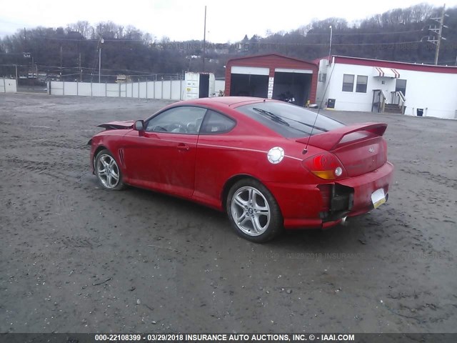 KMHHN65F24U125287 - 2004 HYUNDAI TIBURON GT RED photo 3