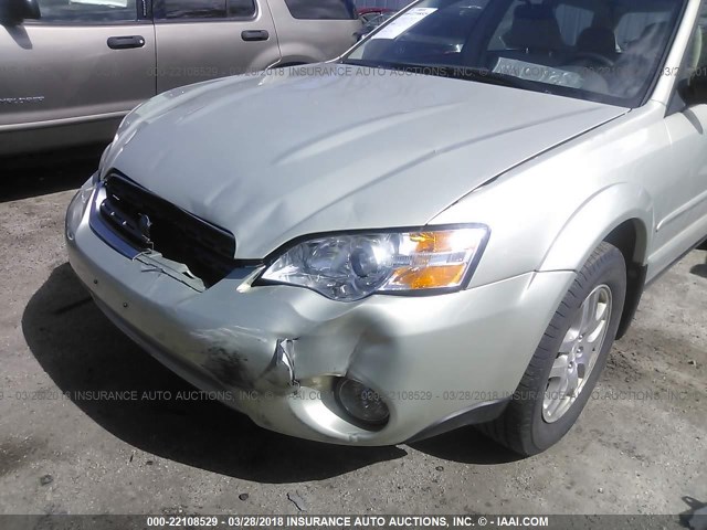 4S4BP61CX67331163 - 2006 SUBARU LEGACY OUTBACK 2.5I BEIGE photo 6