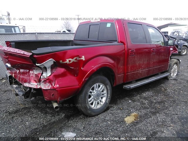 1FTFW1EF5CFC15628 - 2012 FORD F150 SUPERCREW RED photo 4