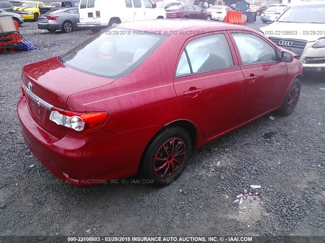 2T1BU4EE6DC038871 - 2013 TOYOTA COROLLA S/LE RED photo 4