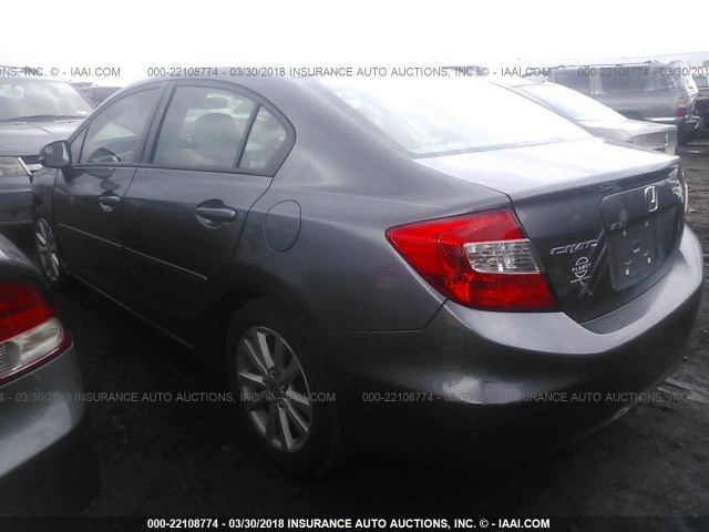 19XFB2F94CE340964 - 2012 HONDA CIVIC EXL GRAY photo 3