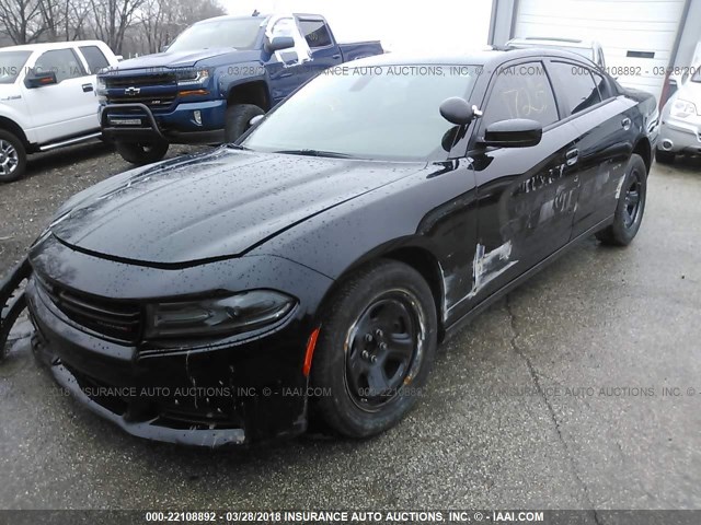 2C3CDXAT7GH223343 - 2016 DODGE CHARGER POLICE BLACK photo 2