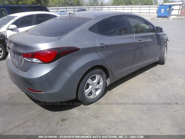 5NPDH4AE9EH491206 - 2014 HYUNDAI ELANTRA SE/SPORT/LIMITED GRAY photo 4