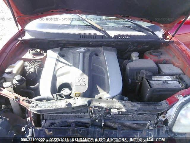 KM8SC13E75U867484 - 2005 HYUNDAI SANTA FE GLS/LX RED photo 10