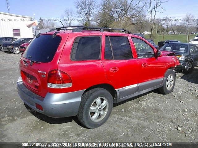 KM8SC13E75U867484 - 2005 HYUNDAI SANTA FE GLS/LX RED photo 4