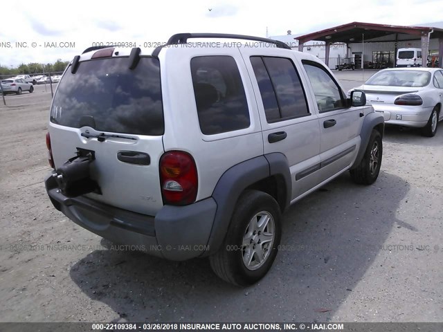 1J4GK48K44W311434 - 2004 JEEP LIBERTY SPORT SILVER photo 4