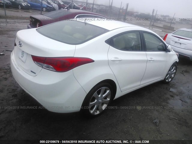 5NPDH4AE3CH101746 - 2012 HYUNDAI ELANTRA GLS/LIMITED WHITE photo 4