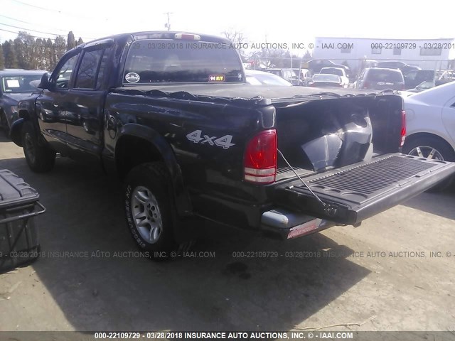 1D7HG38N63S130136 - 2003 DODGE DAKOTA QUAD SPORT BLACK photo 3