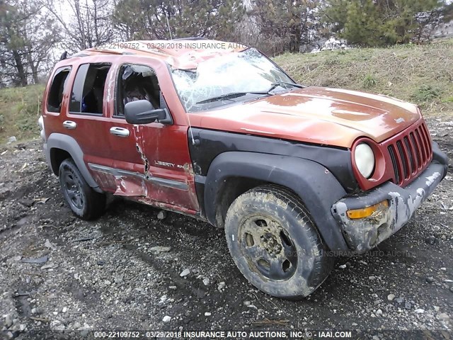 1J4GL48K32W152688 - 2002 JEEP LIBERTY SPORT ORANGE photo 1