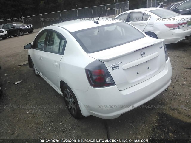 3N1AB6AP9CL725636 - 2012 NISSAN SENTRA 2.0/2.0S/SR/2.0SL WHITE photo 3