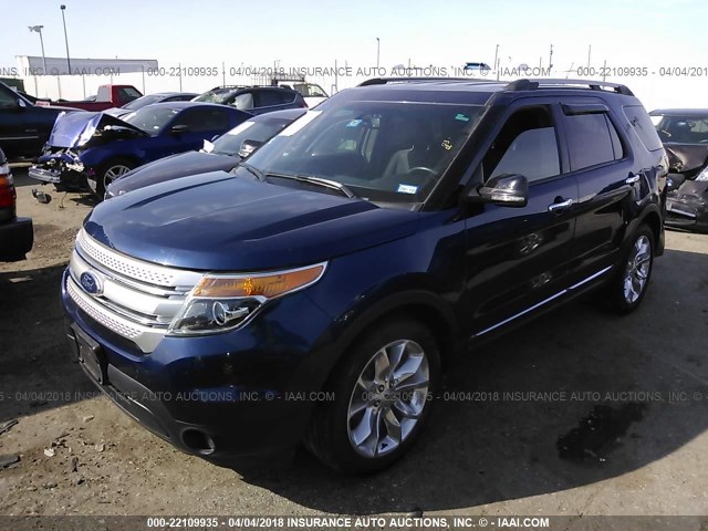 1FMHK7D81CGA89364 - 2012 FORD EXPLORER XLT BLUE photo 2