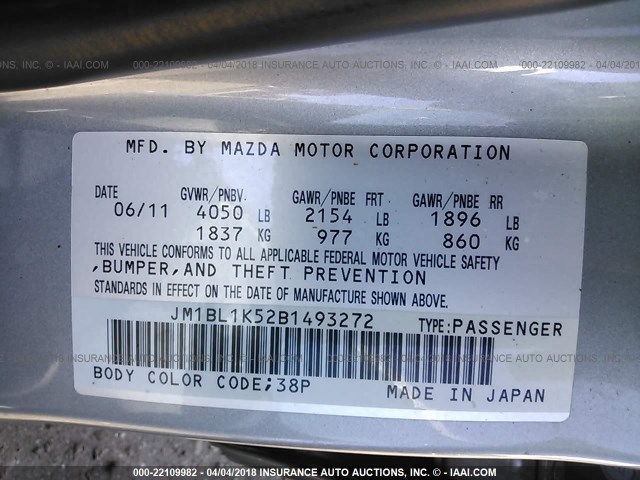 JM1BL1K52B1493272 - 2011 MAZDA 3 S SILVER photo 9