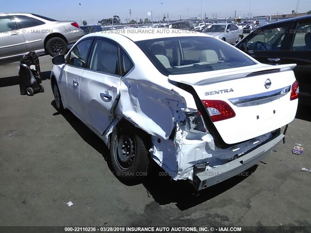 3N1AB7AP8FY236979 - 2015 NISSAN SENTRA S/SV/SR/SL WHITE photo 3