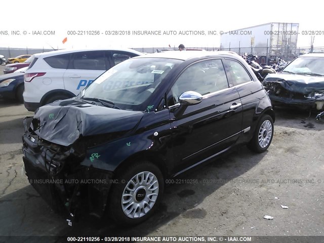 3C3CFFER3FT696231 - 2015 FIAT 500 LOUNGE BLACK photo 2