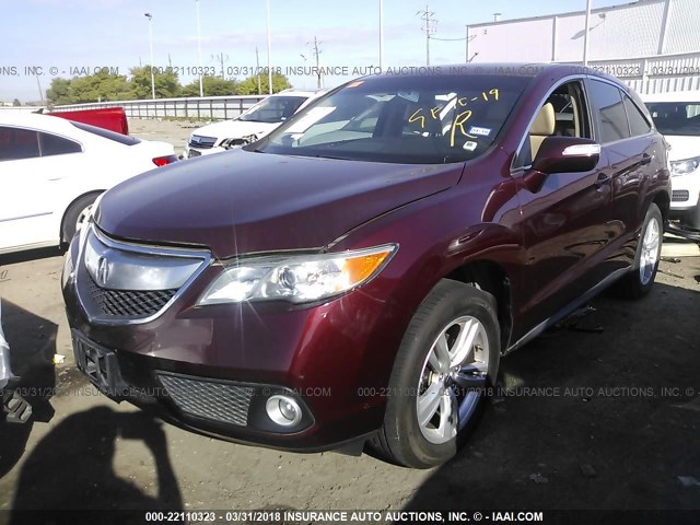 5J8TB3H5XDL000540 - 2013 ACURA RDX TECHNOLOGY MAROON photo 2