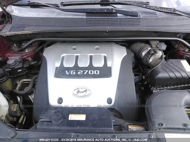 KM8JN12D95U061712 - 2005 HYUNDAI TUCSON GLS/LX MAROON photo 10