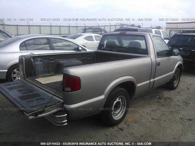 1GCCS1444XK200193 - 1999 CHEVROLET S TRUCK S10 BEIGE photo 4