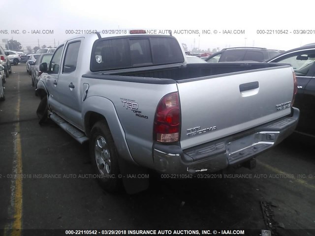 5TEJU62N25Z088870 - 2005 TOYOTA TACOMA DOUBLE CAB PRERUNNER SILVER photo 3
