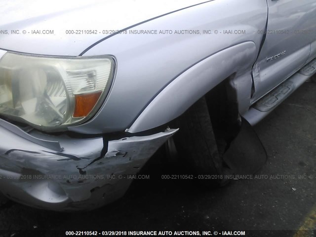 5TEJU62N25Z088870 - 2005 TOYOTA TACOMA DOUBLE CAB PRERUNNER SILVER photo 6