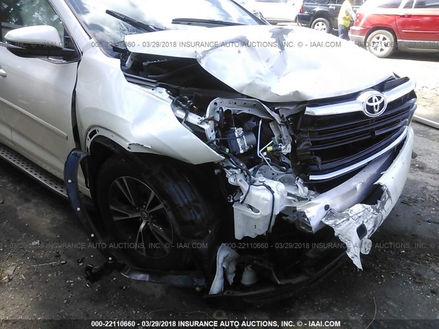 5TDKKRFH8GS150661 - 2016 TOYOTA HIGHLANDER XLE WHITE photo 6