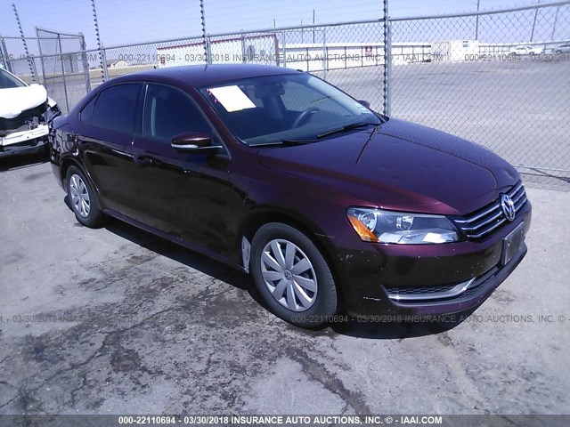 1VWAP7A37DC121546 - 2013 VOLKSWAGEN PASSAT S MAROON photo 1